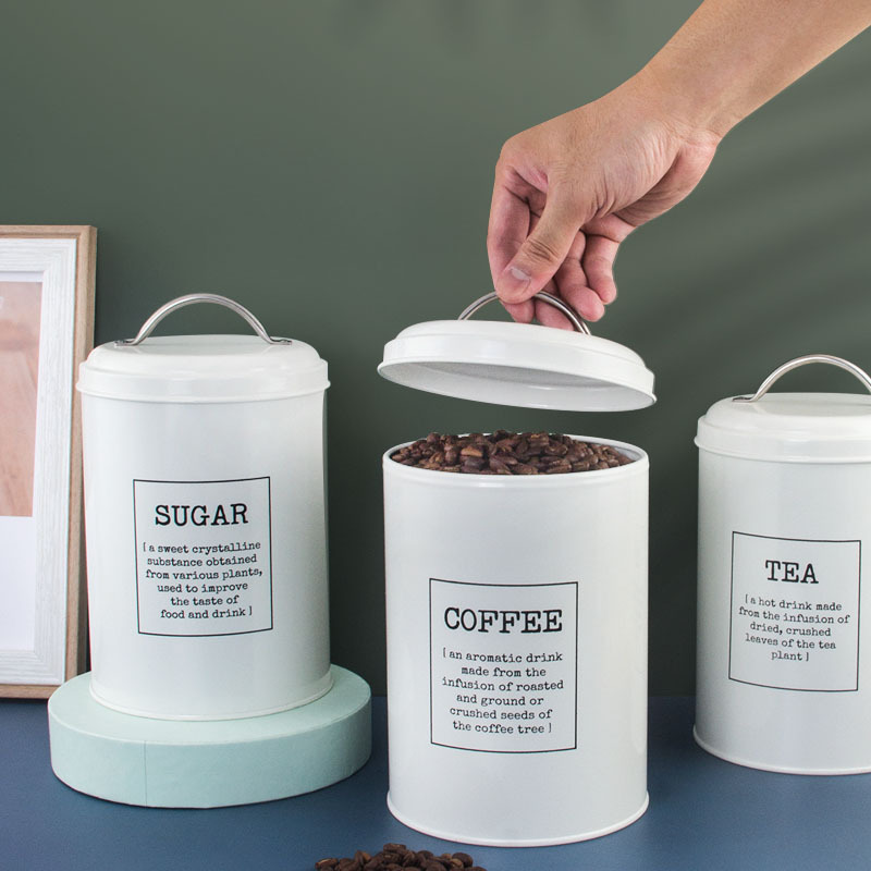 snacks Storage Field rations bread Pudding Northern Europe ins colour Iron art household Canister coffe&tea&sugar