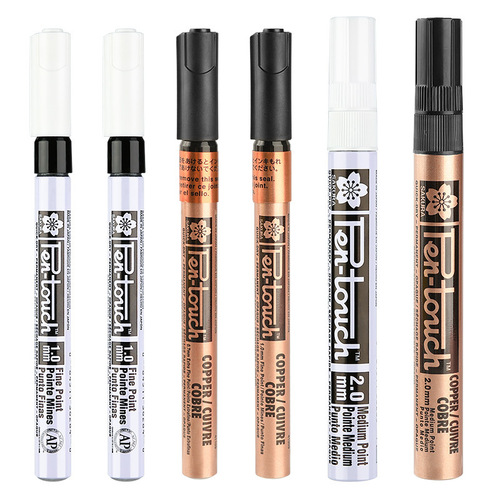 Japanese cherry blossom paint pen gold signature pen waterproof touch-up pen greeting card tracing gold electroplated copper color silver sign-in pen