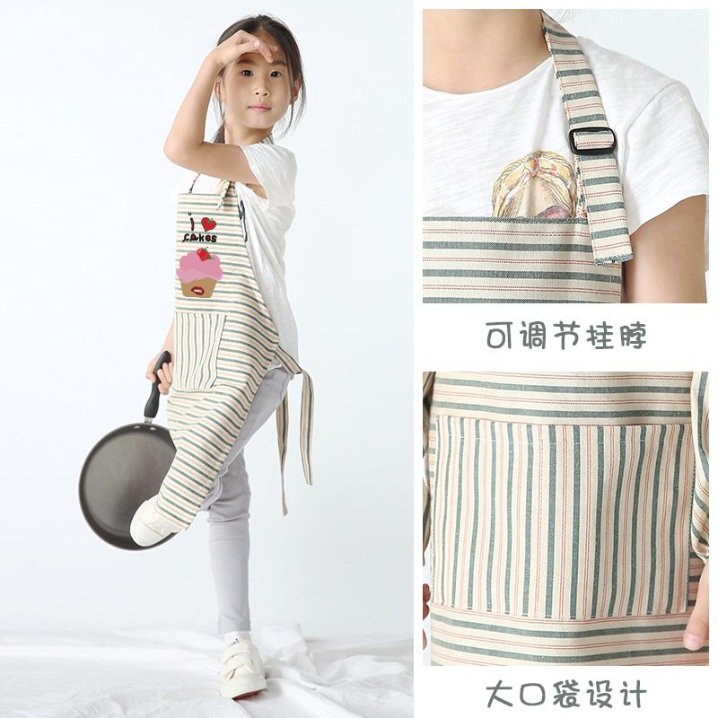 Pintura de estilo coreano para niños anti-incrustante arte para niños medianos y grandes DIY jardín de infantes personalizado LOGO delantal bolsillo