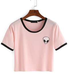 2025速卖通EBAY热卖爆款圆领外星人粉色数码印花图案多色短袖T恤