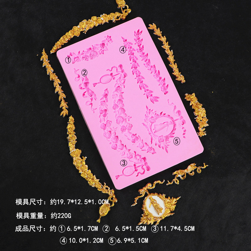 Estilo europeo en relieve molde de silicona fondant decoración de la boda herramienta de molienda para hornear ritmo seco molde de chocolate molde de la torta