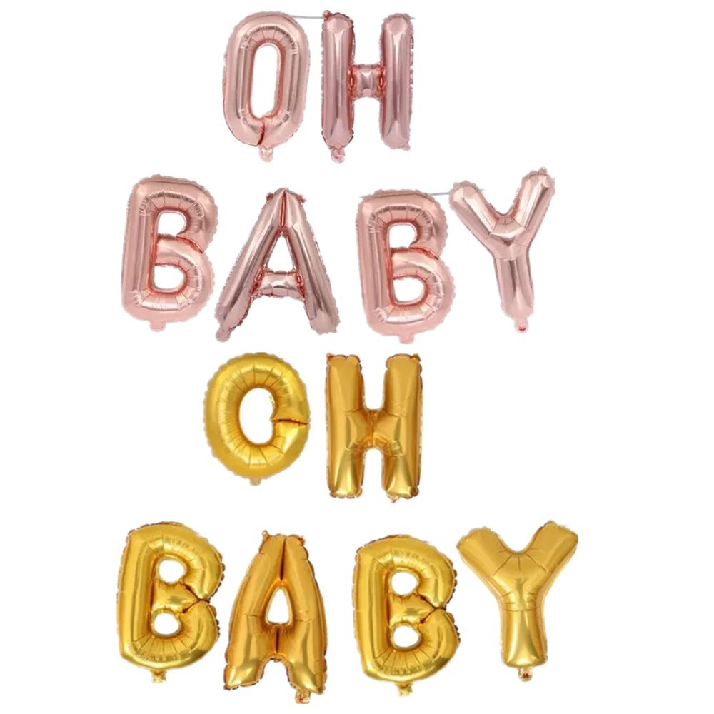跨境新款oh baby铝膜气球字母套装 baby shower宝宝生日派对装饰|ms