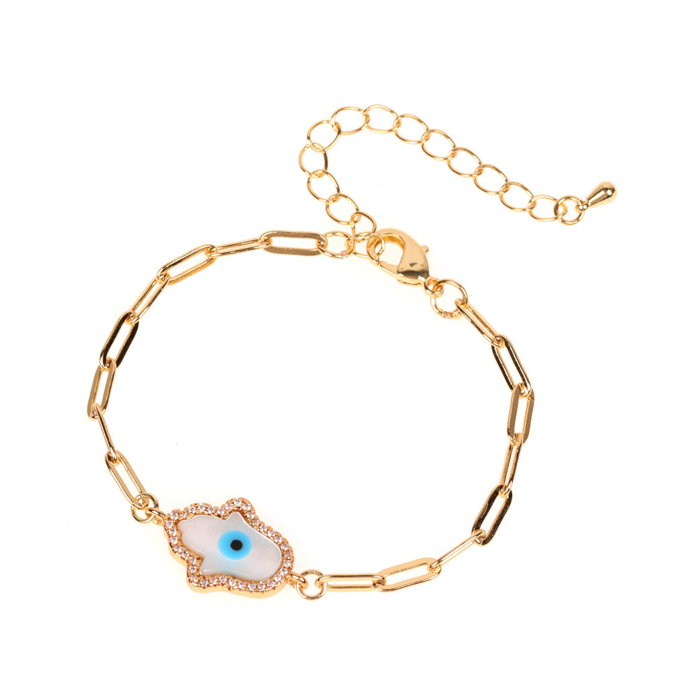 new accessories niche design diamond shell palm eyes bracelet personalized hip-hop bracelet wholesal