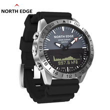 男士商务休闲户外运动防水钢手表高度气压潜水表双显示不锈钢腕表