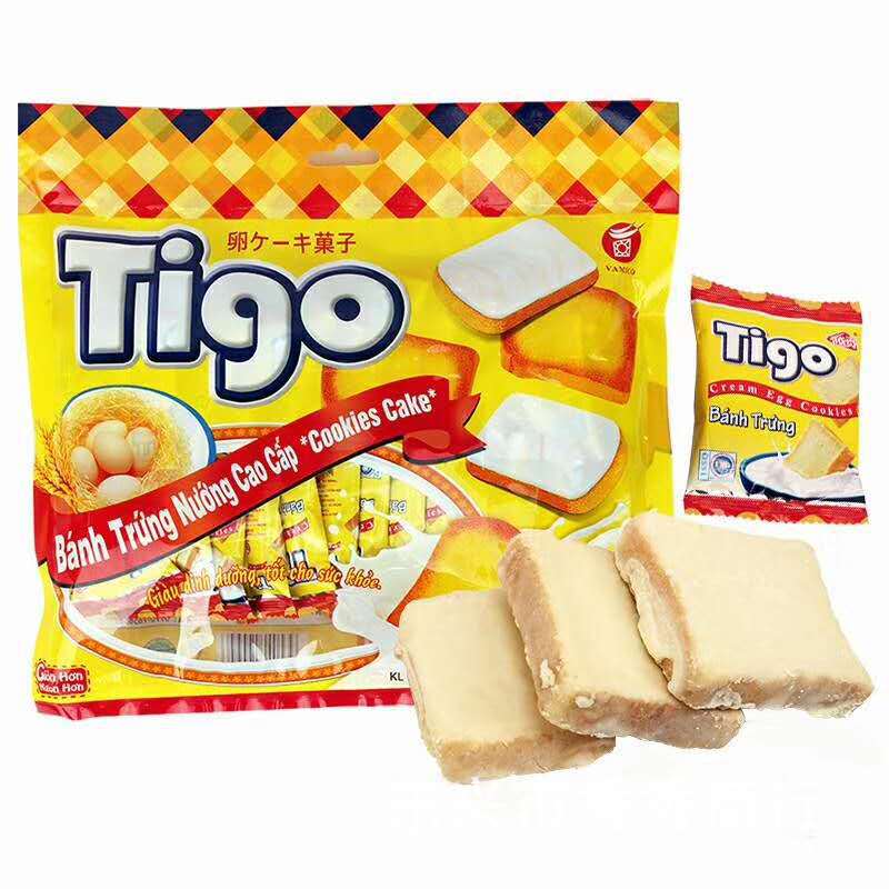 原装进口鸡蛋饼文庙Tigo面包干300克 箱20袋越南特色风味零食包邮