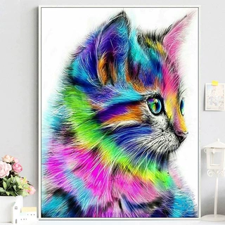厂家批发DIY钻石画 花猫5D精点满钻亚马逊eBay 新品跨境定制