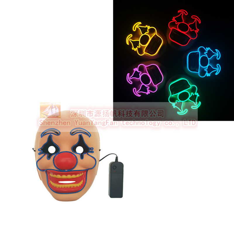 红鼻子小丑EL发光面具万圣节化妆舞会装派对LED道具跨境电商货源|ms
