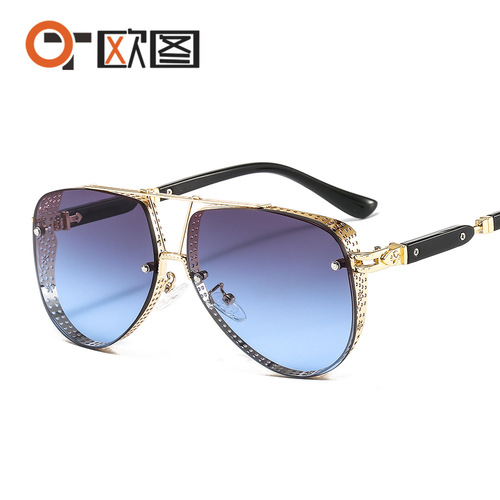 New metal mesh decorated men's sunglasses 2586 ocean color coating trendy European and American style sunglasses
