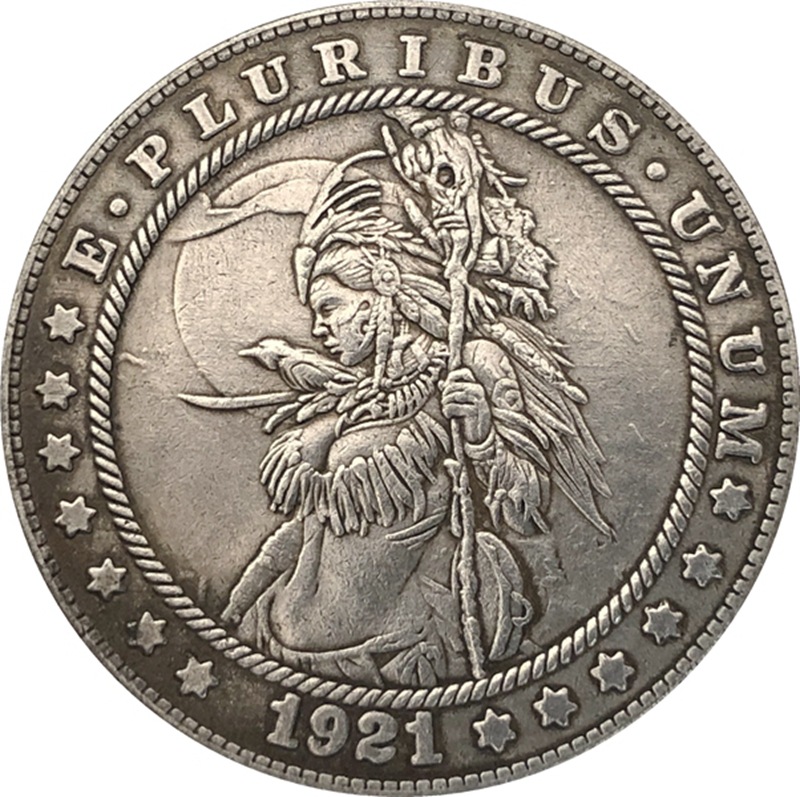 厂家批发38MM仿古银元钱币美国摩根流浪汉硬币1921D工艺品#144