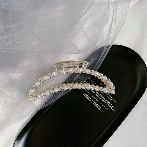 Back of head grabber style pearl zircon large hair grabber hair accessory Korean alloy cool style hairpin