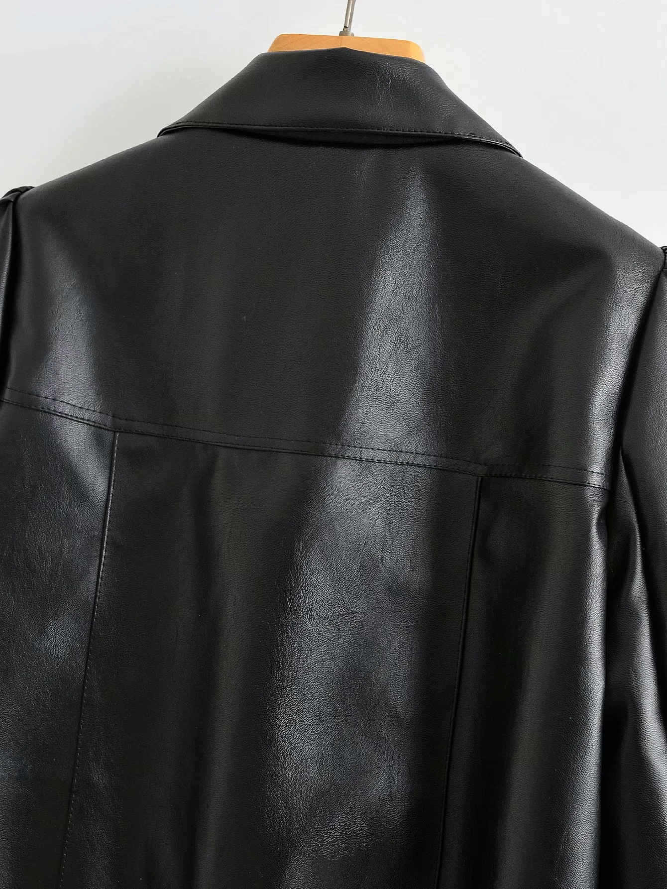 autumn and winter lapel motorcycle leather jacket NSAC13971