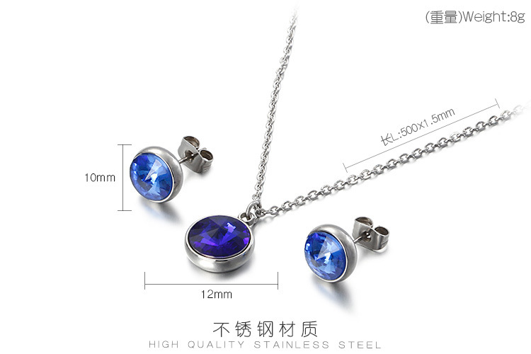 fashion titanium steel zircon necklace earrings ladies jewelry set wholesale