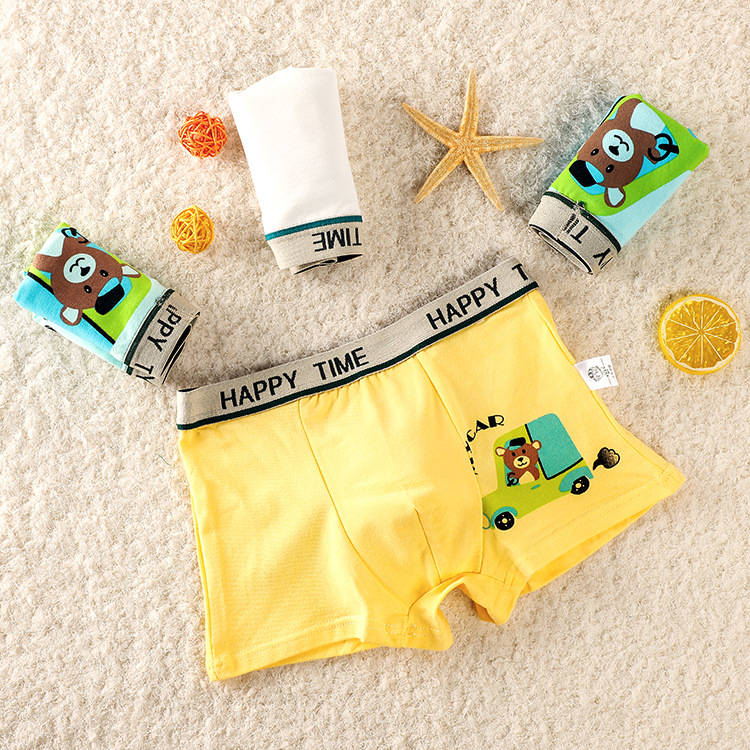 熊仔车男童内裤儿童宝宝平角裤宽松卡通保暖中大童小学生男内裤|ms