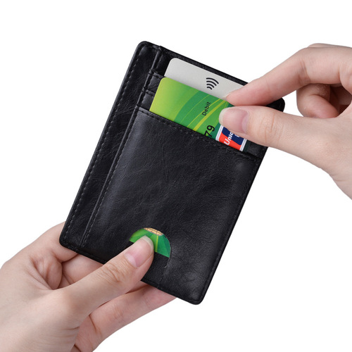 JINBAOLAI Amazon Anti-Magnetic RFID Card Holder for Men Genuine Leather Identity Card Case Gift Anti-Magnetic Card Holder Genuine Leather