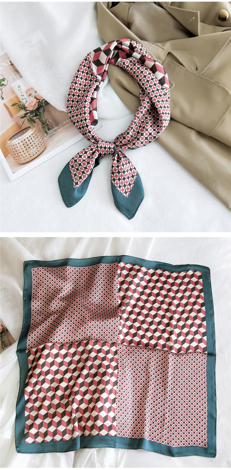 Small Square Silk Fashion Scarf display picture 8
