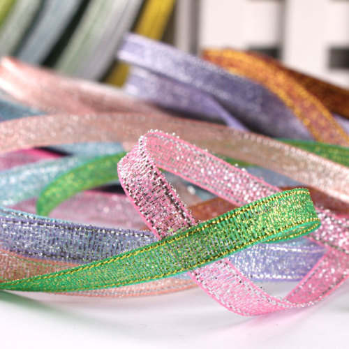 0.6cm gold and silver color green onion ribbon gift packaging bow ribbon Christmas ribbon ribbon packaging box 2 distribution ribbons