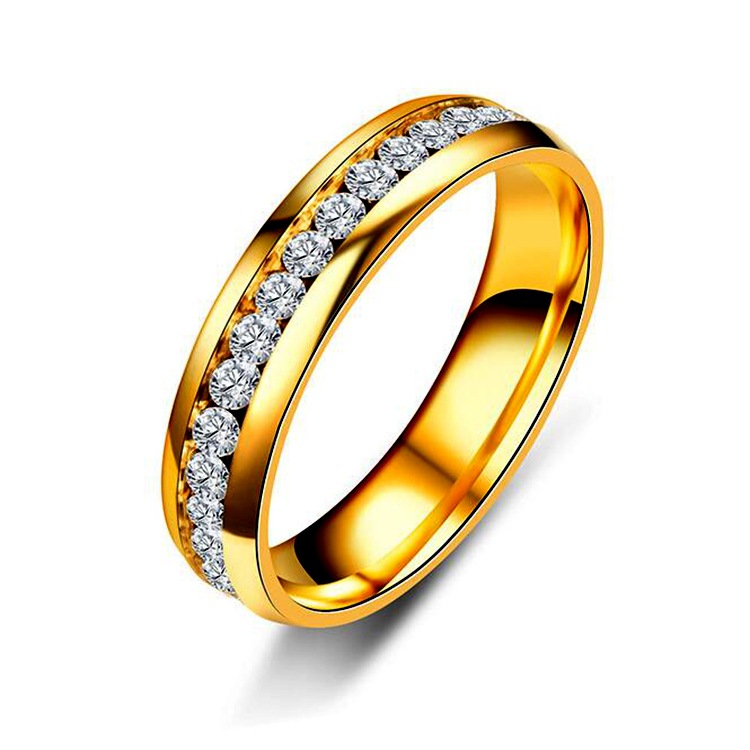 wholesale single row diamond ring stainless steel diamond couple ring Nihaojewelry