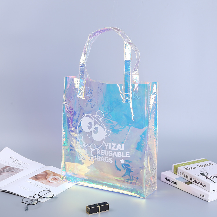 定 制镭射PVC手提袋炫彩雷射通用购物果冻手提袋礼品收纳袋订 做
