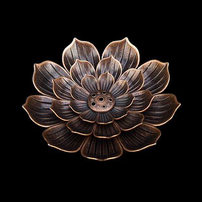 创意莲花香插座批发  红铜多孔便携香盘点香器 塔香道线香薰炉|ms