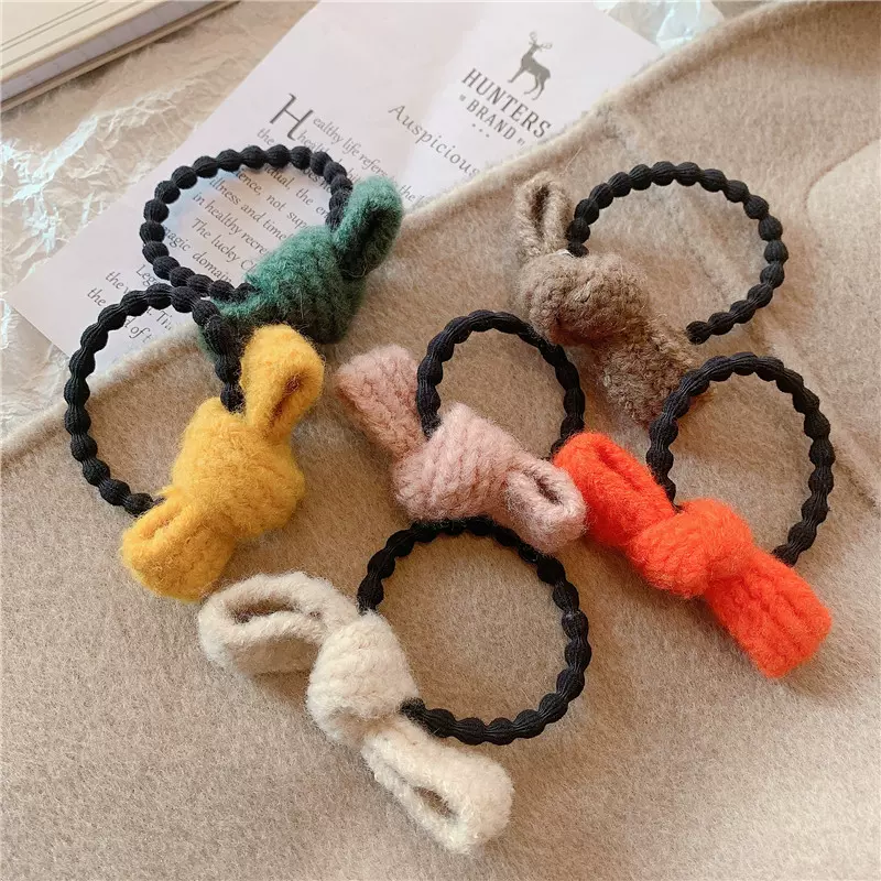 毛线蝴蝶结发绳头绳韩国简约ins发饰头饰森系发圈网红简约少女