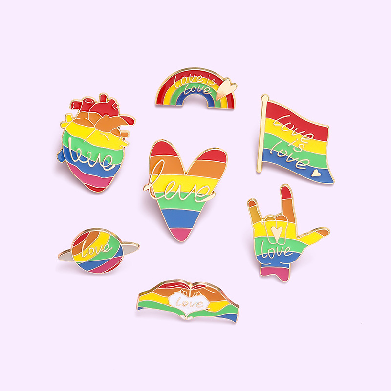 Creative Cartoon Rainbow Series Letter Alloy Dripping Oil Brooch display picture 1