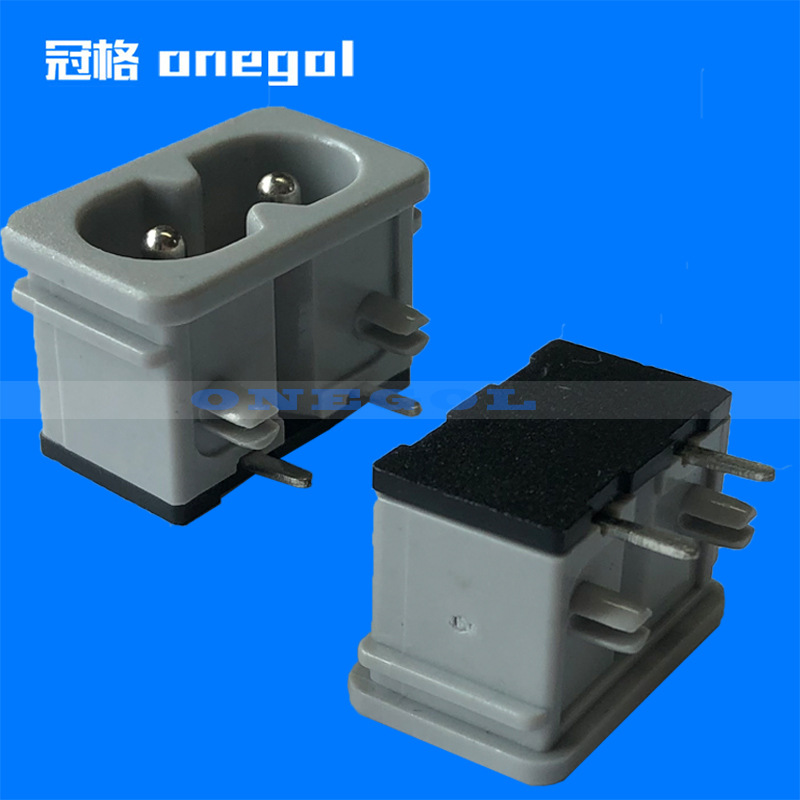 电源插座 22*12*14.5mm 八字插座 8字插座 极性8字尾插座 PCB脚