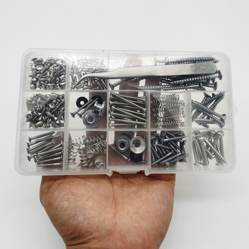 9-piece guitar repair screw set, guitar accessories strap buckle set, luthier tools (silver/black)