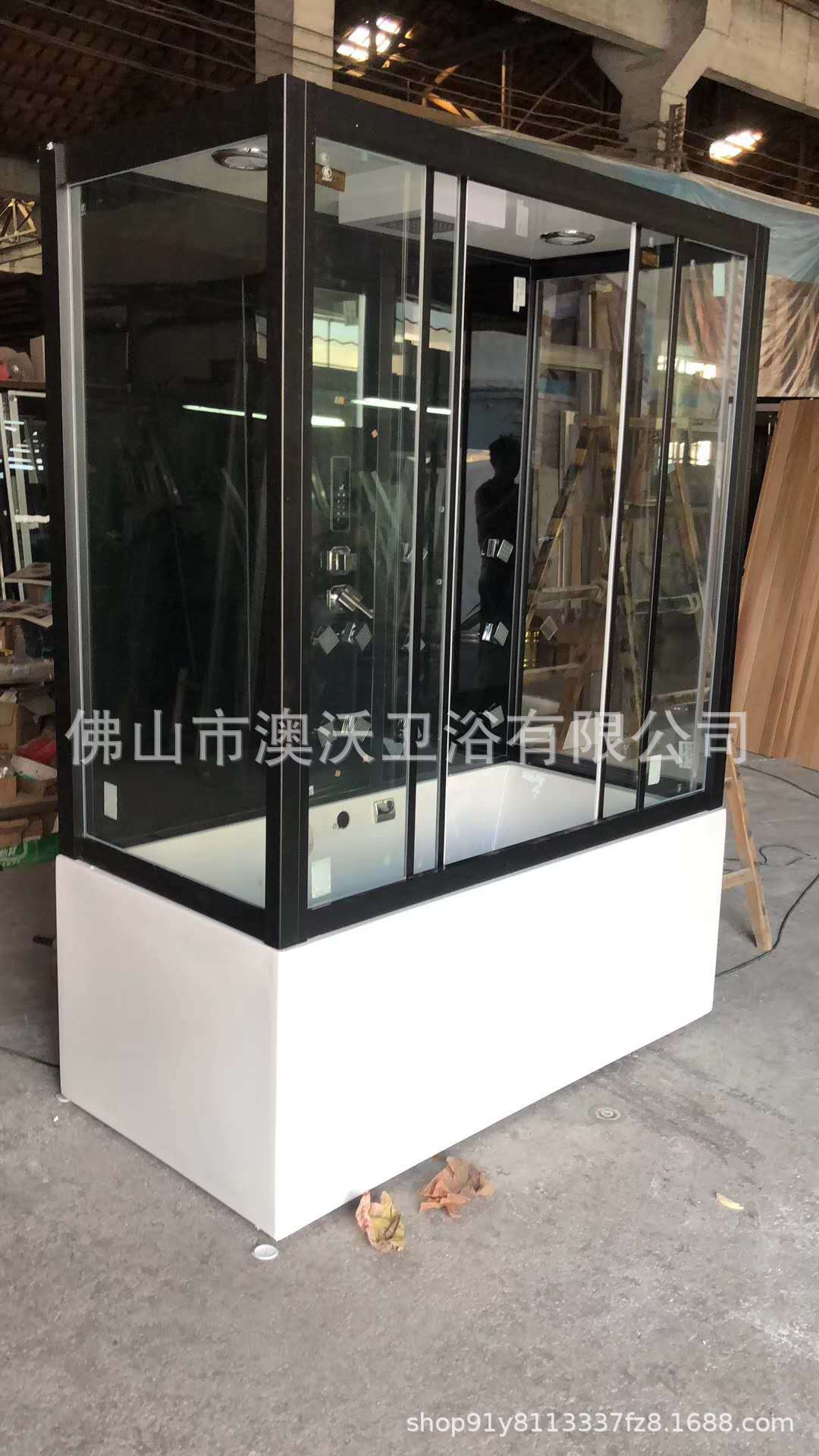 Sala de vapor integrada de 1,8 m con ducha de bañera sala de vapor húmeda sala de vidrio negro integrado 1,85 M