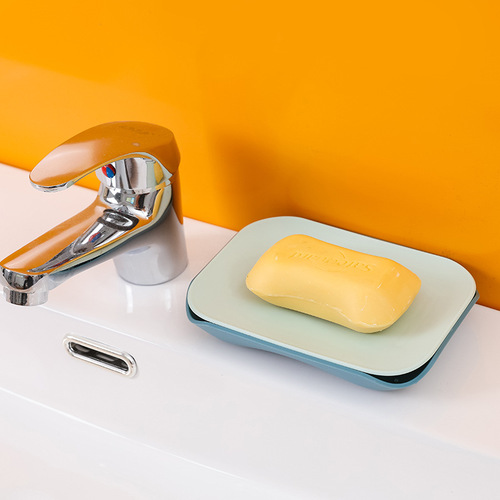 Plastic soap box household cartoon soap rack double drain soap dish student dormitory bathroom square soap rack