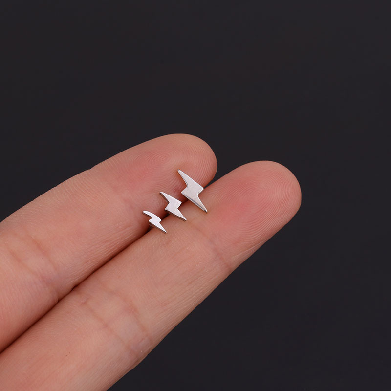 Korean Mini Pure Personalized Lightning Men's and Women's Earrings Stainless Steel Screws Earbone Studs_voghion.com