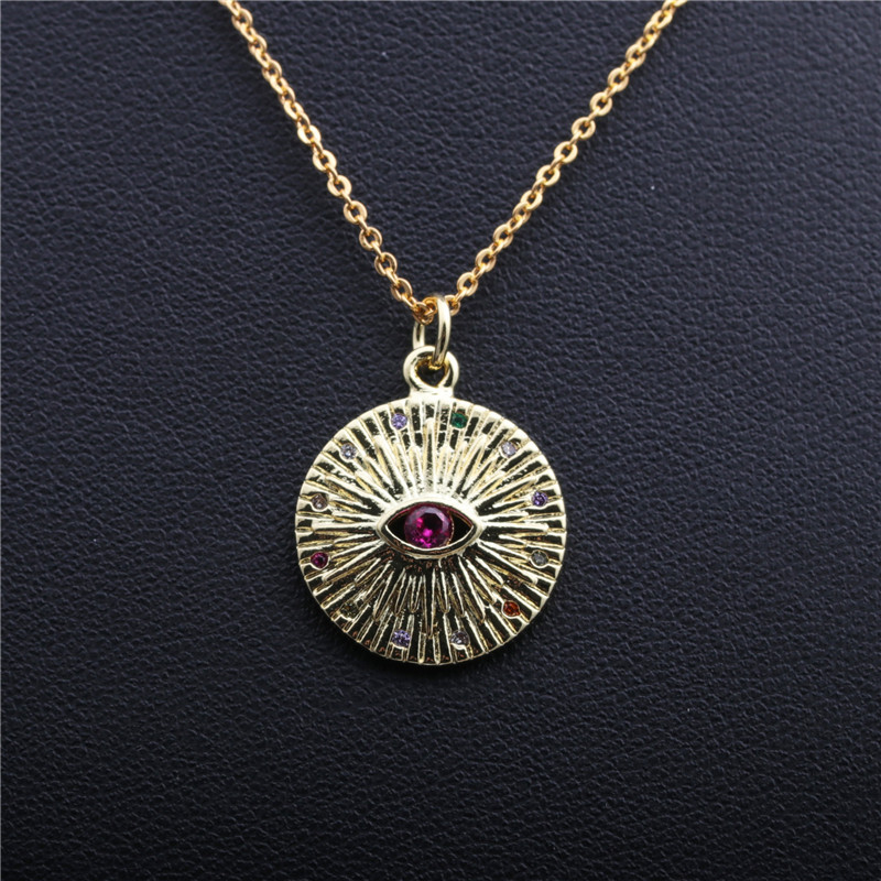 Micro-inlaid Zircon Devil's Eye Necklace display picture 3