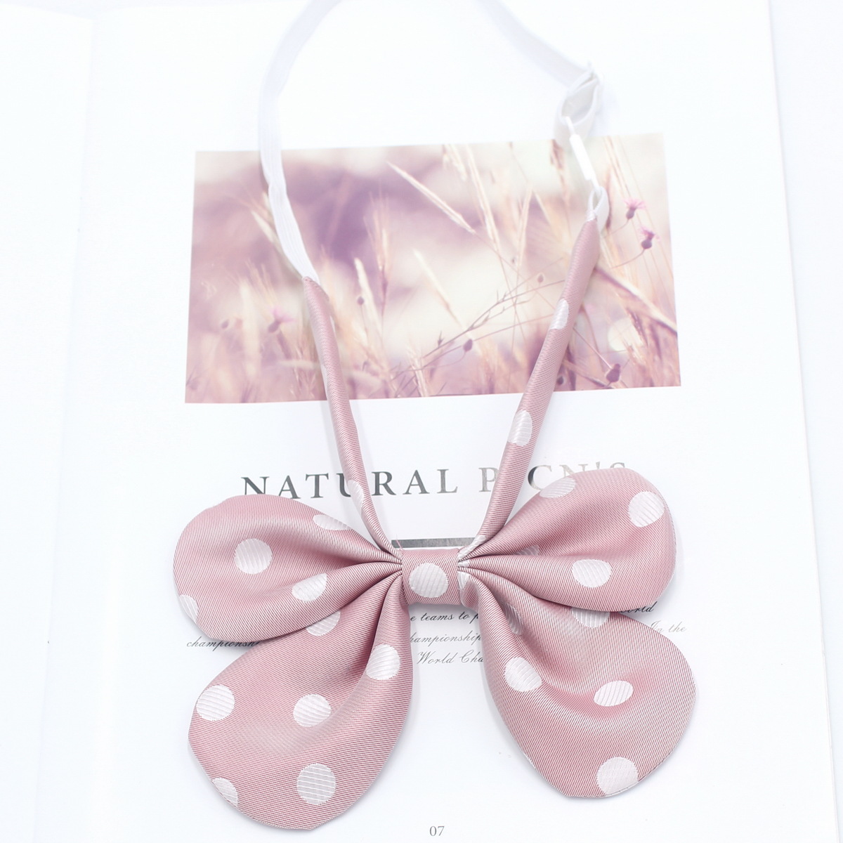 Pluma curvada raíz conejo oreja collar flor pajarita femenina estilo coreano lunares lindo arco JK uniforme pajarita fabricante en stock