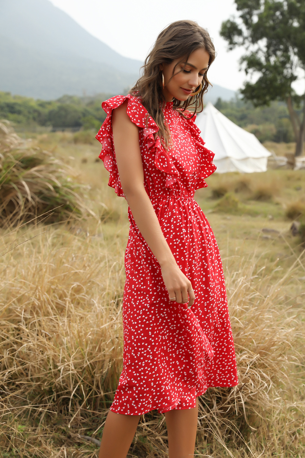 Fashion New Red Polka Dot Chiffon Skirt  Loose Wild Show Temperament Cover Belly Midi Skirt Wholesale Nihaojewelry display picture 8