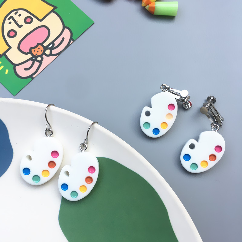 Creative Hand-made Funny Mini Palette Resin Earrings display picture 3