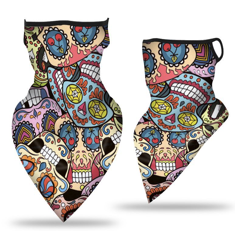 Oído-colgando triángulo bufanda hielo malla de seda máscara transpirable cuello cubierta al aire libre equitación pesca a prueba de viento protector solar cara toalla bufanda