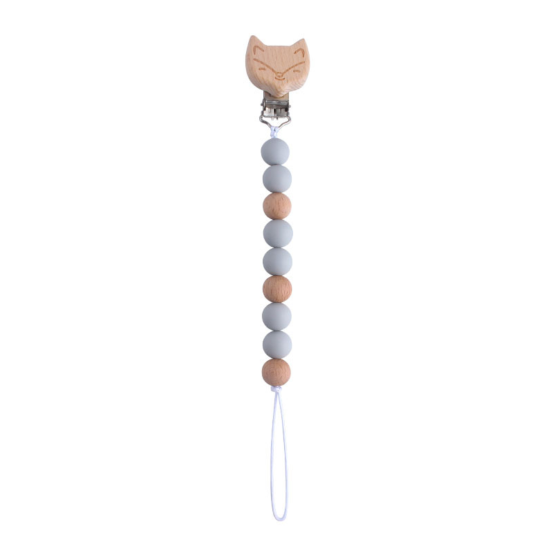 Nueva Beech Fox chupete clip bebé DIY creativo chupete cadena cuentas de silicona de dibujos animados Beech beads Toy teether
