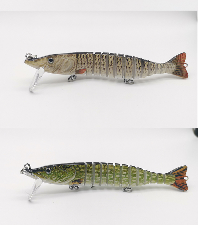 2Pcs Multi Jointed Fishing Lure 120mm/19.6g Hard Plastic Minnow Swimbait Trolling Bass Fishing Tackle