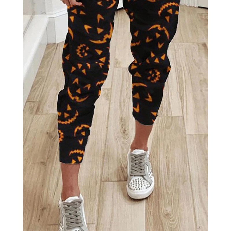 summer new women s loose printed high-waisted rope casual pants NSKX5881