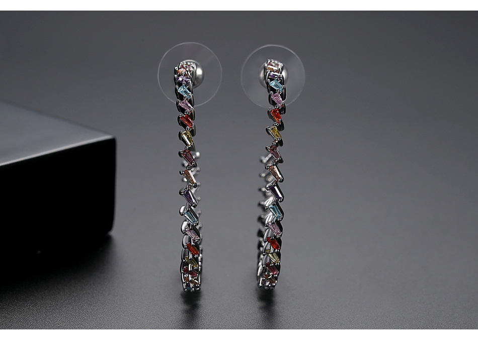 Stud Earrings New Party Ladies Copper Inlaid Zircon Earrings Gift display picture 2