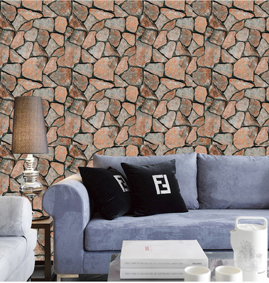 New Chinese style Stone pattern Culture The stone wall Background wall wallpaper Hotel hotel Tearoom couture fashion wallpaper