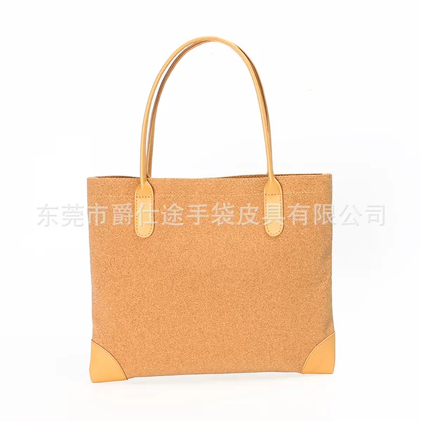 New Casual Real Wood Computer Bag Waterproof Brown All-match Cork Shoulder Bag