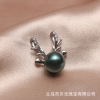 Necklace from pearl, pendant, micro incrustation, Korean style, simple and elegant design