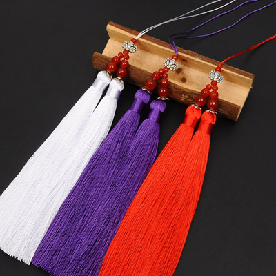 Lotus Double spike tassels Hanging ear Fan Pendant agate Lotus Hanging ear Chinese knot tassel Ears