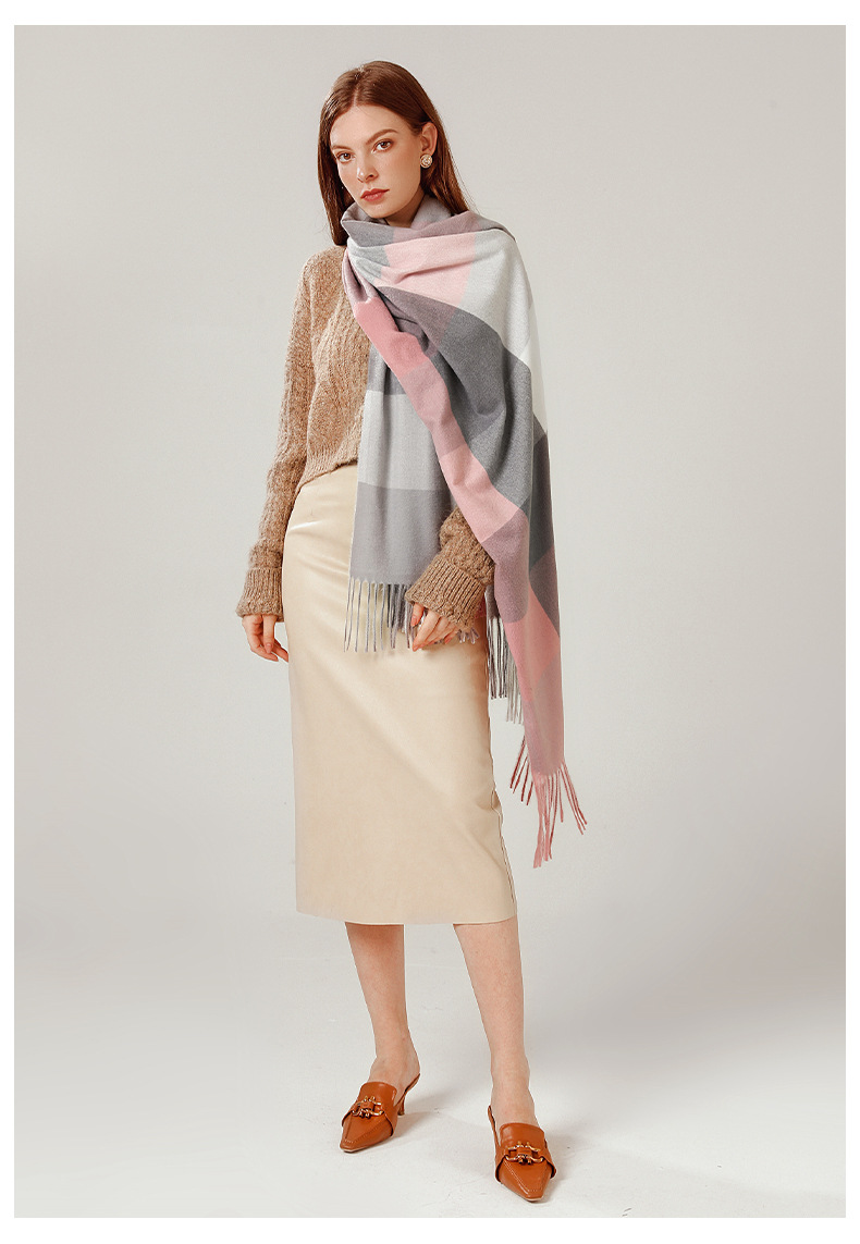Women's Retro Plaid Imitation Cashmere Tassel Winter Scarves display picture 2