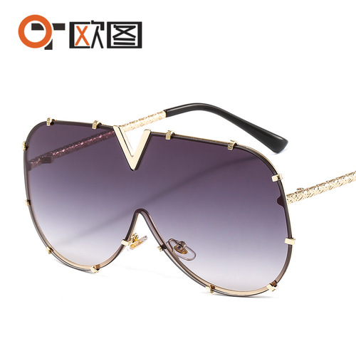 Personalized trendy V8 sunglasses for men and women, European and American style fashion glasses, one-piece personalized sunglasses wholesale