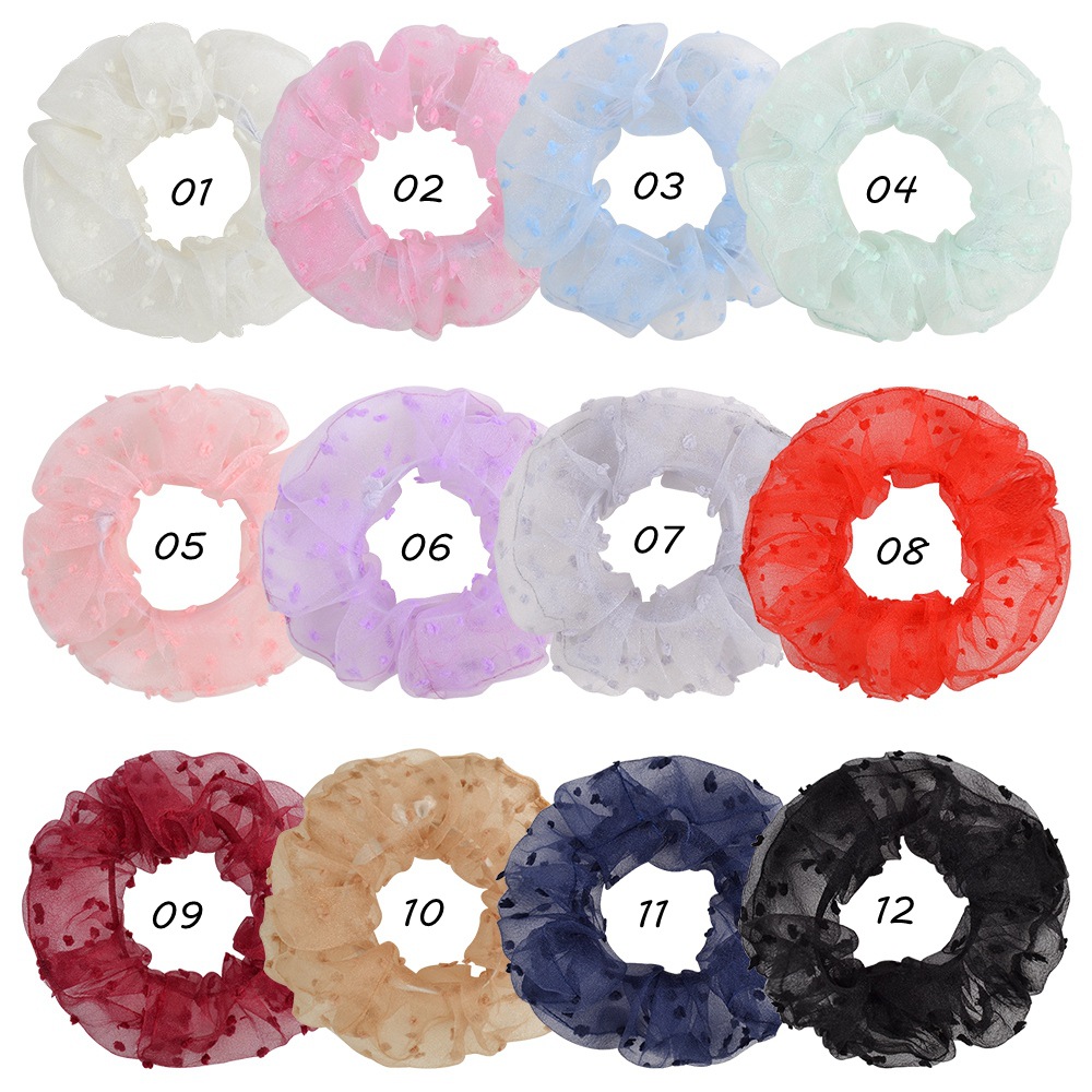 New Solid Color Net Yarn Hair Scrunchies Set display picture 1