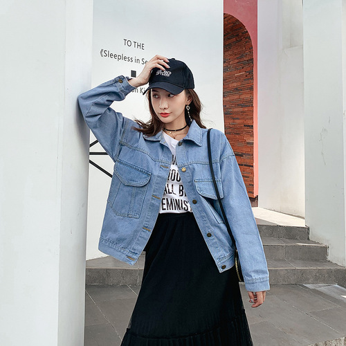 ins denim jacket female bf lazy trend spring and autumn 2024 new Korean style loose student internet celebrity versatile