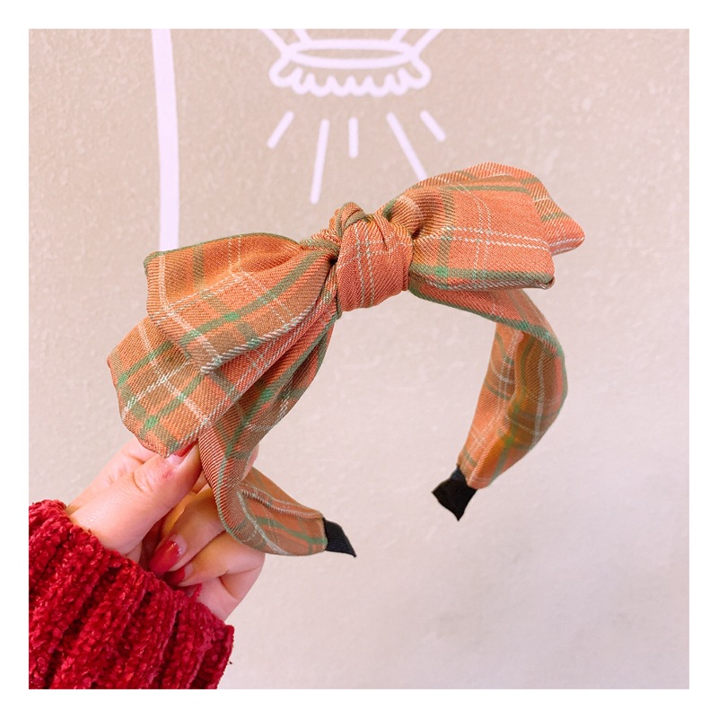 Card Accessories Vintage British Plaid Double Bow Wild Headband Wholesales Fashion display picture 1