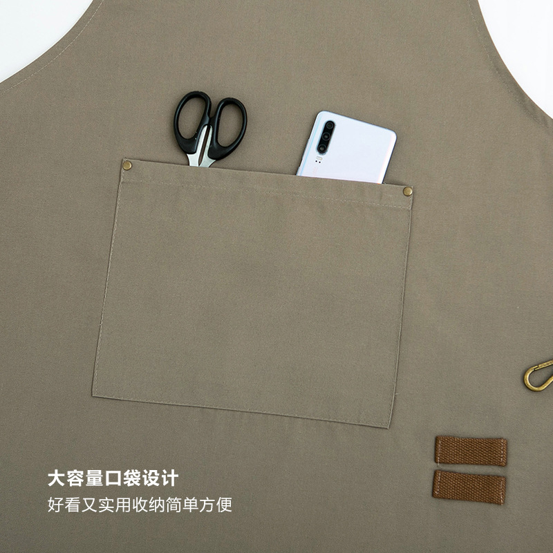 Estilo coreano moda Denim delantal cafetería diseñador lindo estilo japonés adulto hombres y mujeres ropa de trabajo lienzo impreso logo