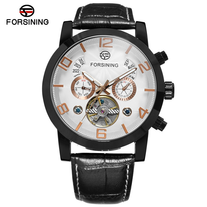 Forsining Fusini hombres de negocios reloj mecánico automático calendario multifuncional cinturón reloj mecánico 165